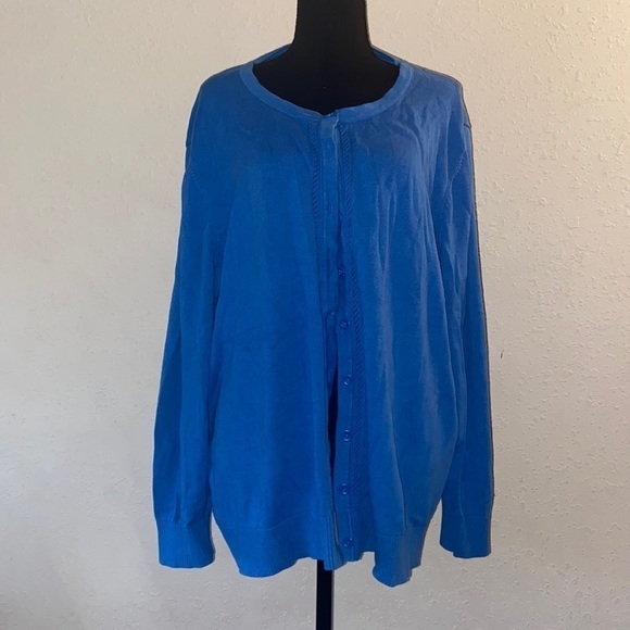 Northcrest Sweaters - Women’s size 4X Northcrest, cotton blend, boyfriend, style cardigan, blue T25